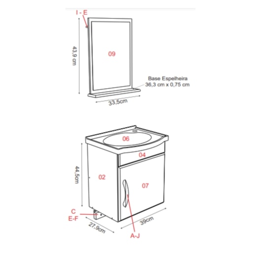 Kit Para Banheiro Siena 39cm Com 1 Porta 578202 Branco Rorato - Imagem principal - 4b0cd3dd-260d-4458-a3f3-e5bc62e429cf