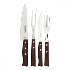 Kit Para Churrasco Em Inox Com 14 Peças Madeira Natural Tramontina