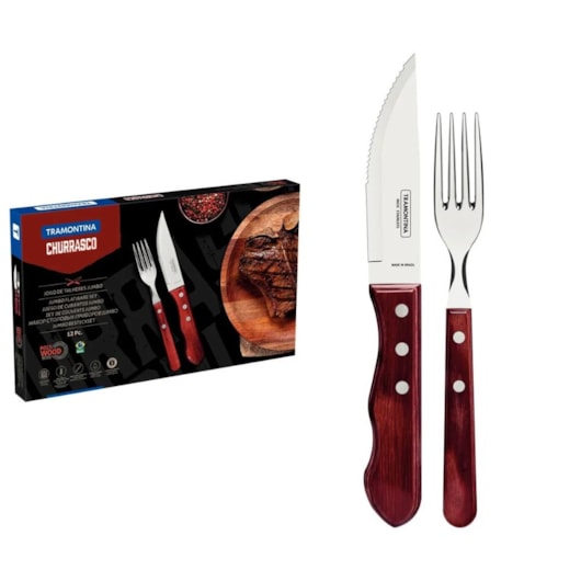 Kit Para Churrasco Em Inox Polywood Com 12 Peças Vermelho Tramontina - Imagem principal - f5186d36-f196-4bc2-b58f-04d5ef5ae41d