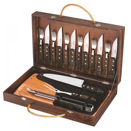 Kit Para Churrasco Em Inox Polywood Com 17 Peças Tábua E Estojo 21198/966 Castanho Tramontina - Imagem principal - a21d5b63-265b-4e26-a595-de21cfe9affe
