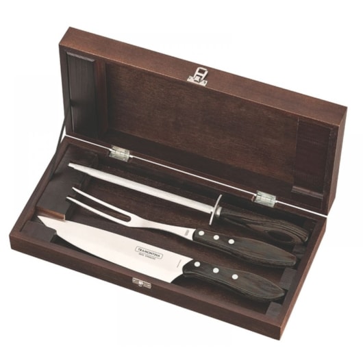 Kit Para Churrasco Em Inox Polywood Com 4 Peças E Estojo 21198/964 Castanho Tramontina - Imagem principal - 6ebc6b00-75be-44f4-8bb2-6cc7a9475db1