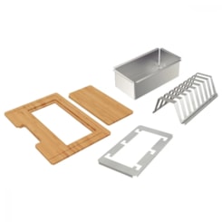 Kit Para Pia Em Aço Inox Com Tabua De Madeira E Acabamento Scotch Brite Tramontina Kit Para Pia Em Aço Inox Com Tabua De Madeira E Acabamento Scotch Brite Tramontina