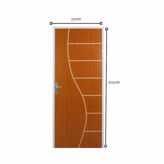 Kit Porta Açomad Decorada Cantareira Semi-Oca Mogno Abertura Pela Esquerda MGM 215x75 cm - Imagem principal - b29a2971-95d0-41ed-b54c-6c152793ba73