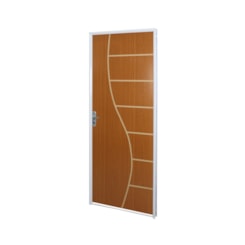 Kit Porta Açomad Decorada Cantareira Semi-Oca Mogno Abertura Pela Esquerda MGM 215x75cm