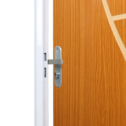 Kit Porta Açomad Decorada Cantareira Semi-Oca Mogno Abertura Pela Esquerda MGM 215x75cm - Imagem principal - 5f659bdd-122d-49c9-8fd9-99e2d37bb0c7