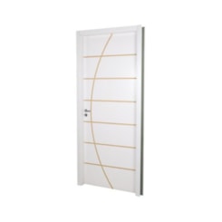 Kit Porta Melamínica Com Abertura Pela Direita Madeira Decor Neblina Branco MGM 215x74x16cm