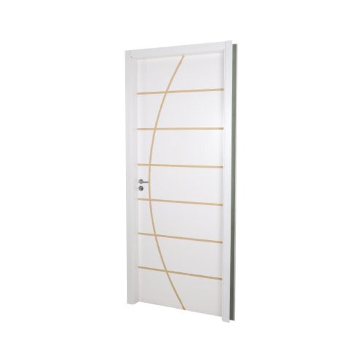 Kit Porta Melamínica Com Abertura Pela Esquerda Madeira Decor Neblina Branco MGM 215x74x16cm