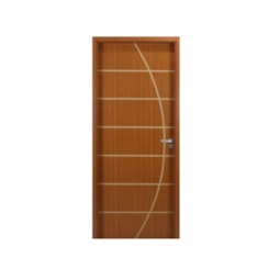 Kit Porta Melamínica Decorada De Madeira Mogno Neblina Abertura Pela Direita MGM 215x84x10cm