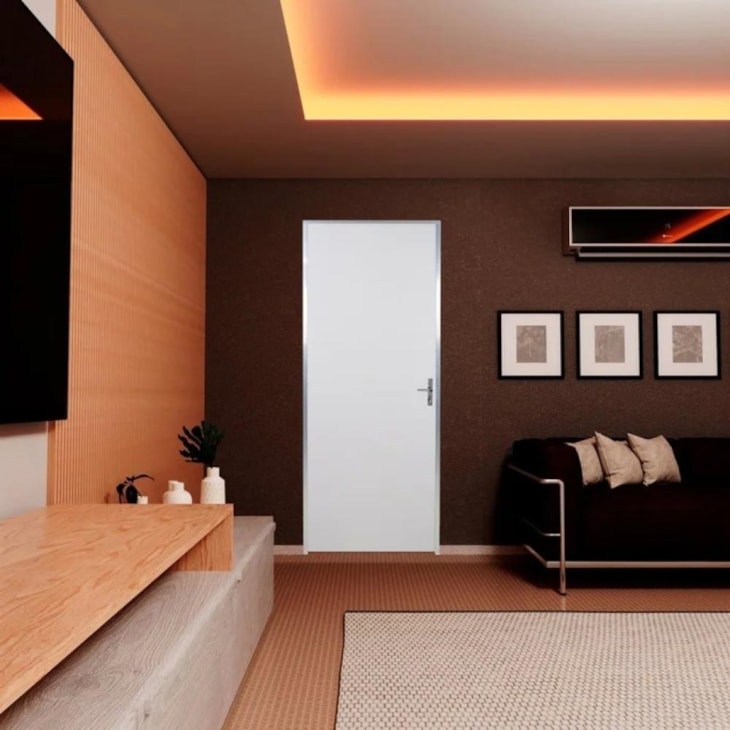 Kit Porta Melamínica Lisa Ecomadeiral Com Abertura Pela Direita Branco MGM 212x85cm