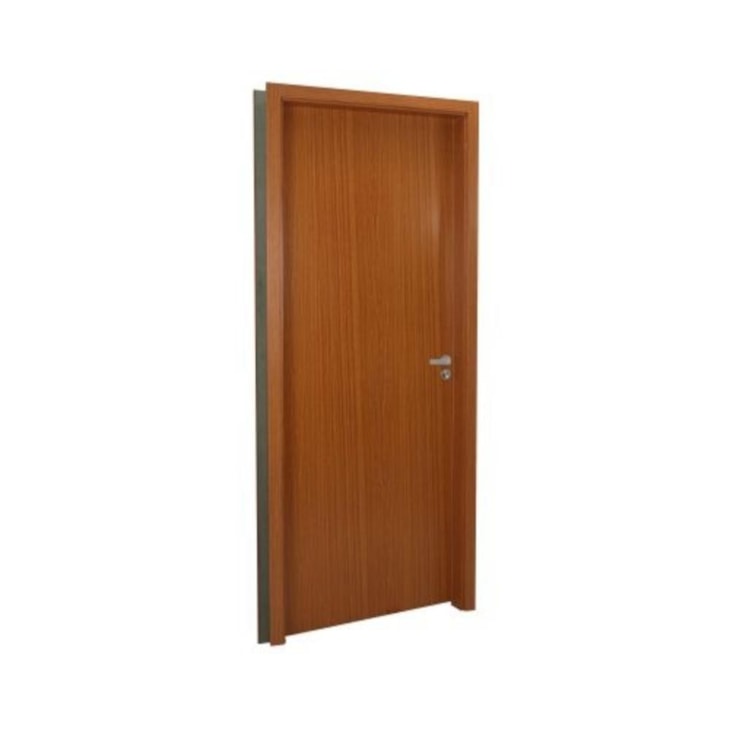 Kit Porta Melamínica Lisa Semioca Com Batente Mdf Abertura Pela Direita Mogno Mgm 215x84cm