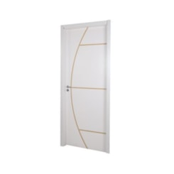 Kit Porta Melamínica Madeira Decorada Nebli Branco Com Abertura Para Direita MGM 215x84x16cm