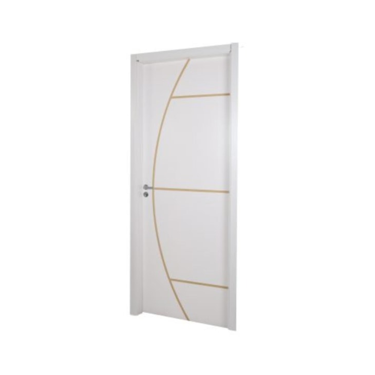 Kit Porta Melamínica Madeira Decorada Nebli Branco Com Abertura Para Direita MGM 215x84x16cm