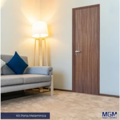 Kit Porta Melamínica Madeira Lisa Abertura Esquerda Carvalho Quebec MGM 215x94x10cm