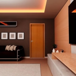 Kit Porta Melamínica Madeira Lisa Mogno Abertura Pela Esquerda MGM 215x84x10cm