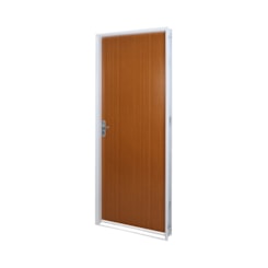 Kit Porta Pronta Açomad Lisa Semi-Oca Mogno Abertura Pela Esquerda MGM 215x85cm