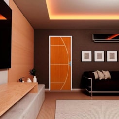 Kit Porta Pronta Açomad Semi-Oca Decorada Gaucha Mogno Abertura Pela Direita MGM 215x85x6cm