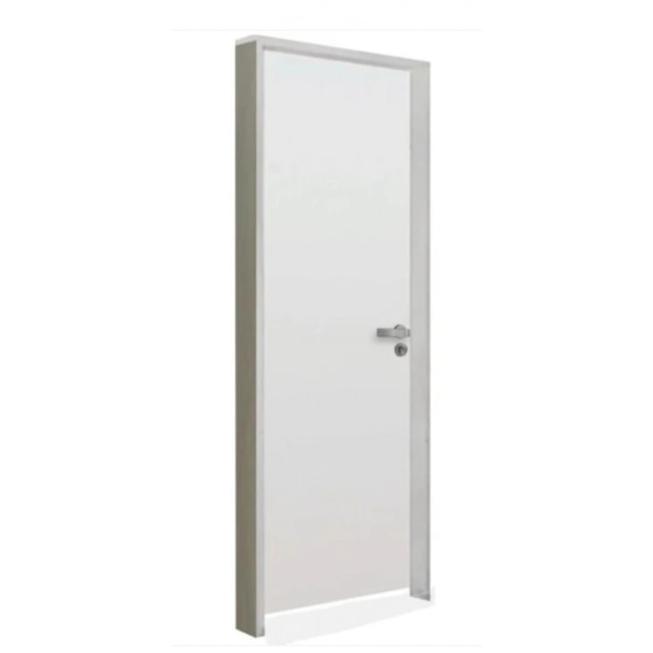 Kit Porta Pronta Madeira Lisa Melamínico Branco Abertura Pela Esquerda MGM 215x64x16cm