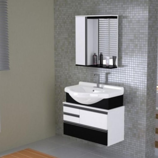 Kit Suspenso Para Banheiro Firenze 83,5cm 574242 Preto Texturizado Rorato - Imagem principal - a9772c70-3188-493a-9064-03fd20c90e08