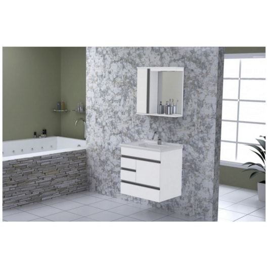 Kit Suspenso Para Banheiro Modena 59,5cm 2 Gavetas 557841 Branco Texturizado Rorato - Imagem principal - 482bd5a6-1e0c-43fc-9cd5-986a7d33a695