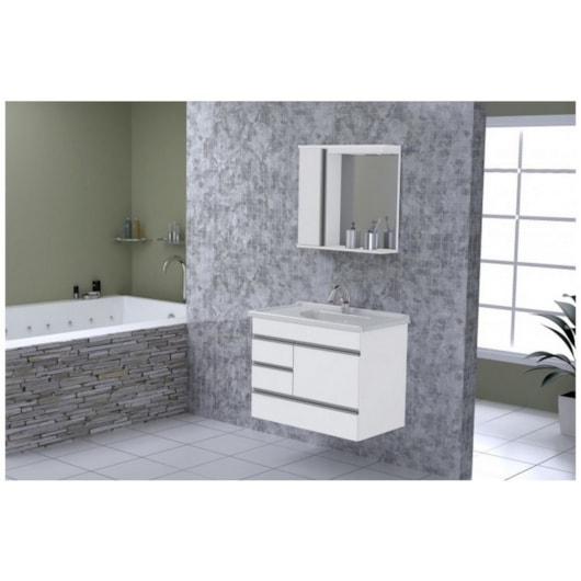 Kit Suspenso Para Banheiro Modena 79,5cm 2 Gavetas 557941 Branco Texturizado Rorato - Imagem principal - 5ea76856-cd2c-40b3-9b54-fb125cc49f34