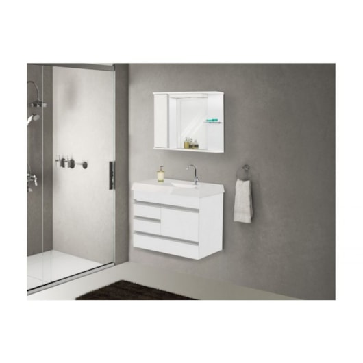 Kit Suspenso Para Banheiro Nápole 79,5cm 2 Gavetas 523141 Branco Texturizado Rorato - Imagem principal - da1c23f4-9754-44b0-9e03-ac20c5e57735