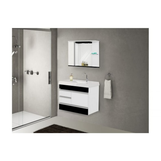 Kit Suspenso Para Banheiro Nápole 79,5cm 2 Gavetas 523142 Preto Texturizado Rorato - Imagem principal - 520518b2-5b6d-41e8-bd15-3e8358300347