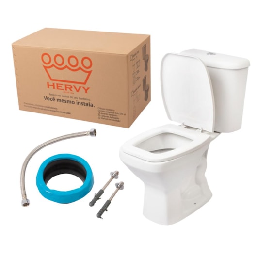 Kit Vaso Com Caixa Acoplada Laguna Dual Flush Branco Hervy - Imagem principal - 72439a7f-362d-49a3-b38f-83da0096ebd4