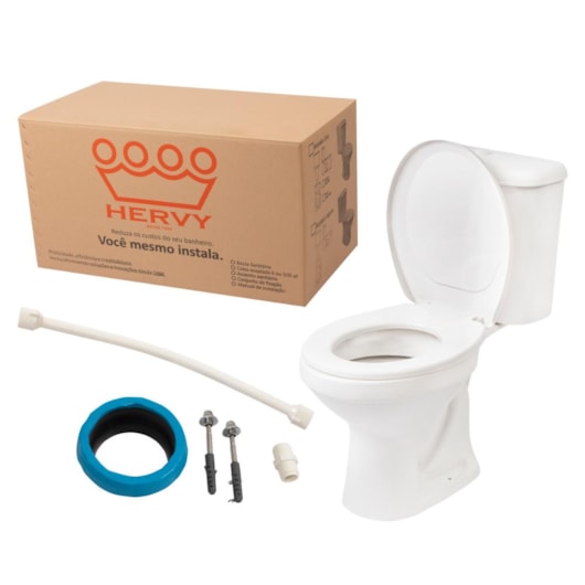 Kit Vaso Com Caixa Acoplada Uno Dual Flush 3/6L Branco Hervy - Imagem principal - c8c417da-91a7-4998-b4de-256d36a39fd4