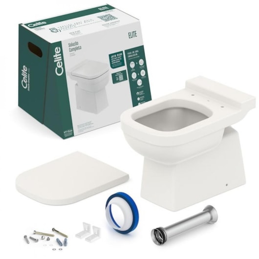 Kit Vaso Sanitário Celite Convencional Elite com Assento SoftClose PP e Itens de Instalação - Imagem principal - 5c3450d7-7c9f-4652-bc12-52e4fd676699