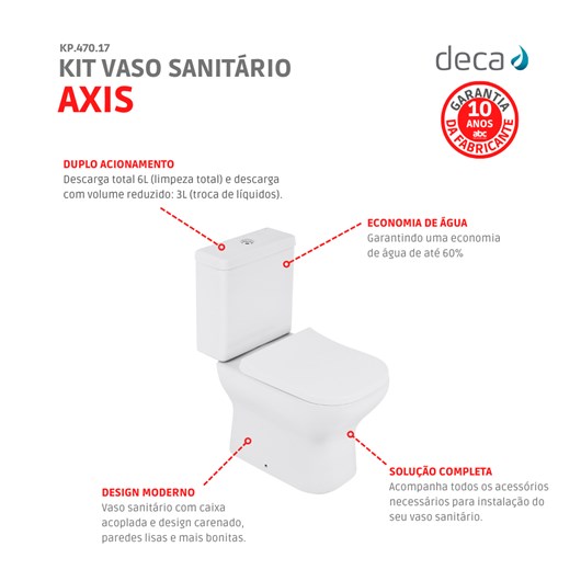 Kit Vaso Sanitário Com Acessórios Axis Branco Deca - Imagem principal - e68c95c2-ca26-4876-a9b1-1a9f8c4e46b4