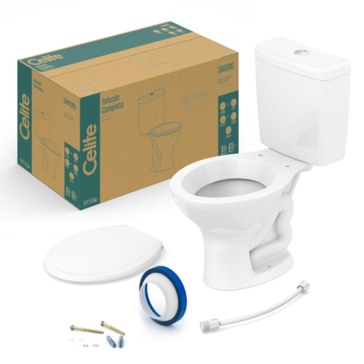 Kit Vaso Sanitario Com Caixa Acoplada 3/6L Itens De Instalação E Assento Pp Saveiro Branco Celite - Imagem principal - 2d788754-2fbe-418e-8d89-39667d93a9b8