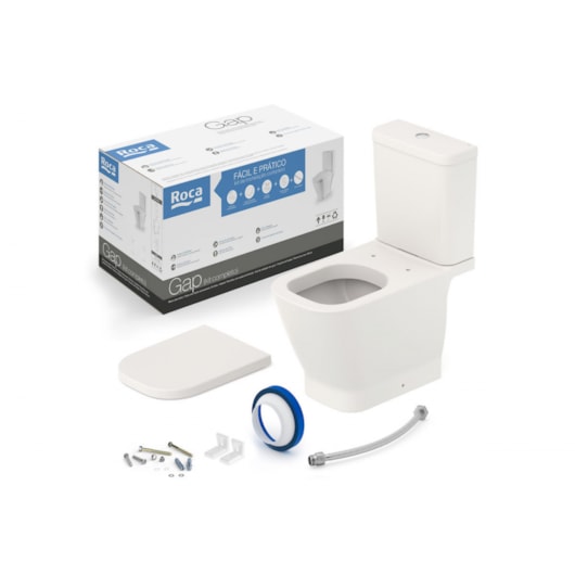 Kit Vaso Sanitário Com Caixa Acoplada Acessórios De Instalação E Assento Termofixo Gap Beige Roca - Imagem principal - 516abd8d-9274-4cce-93c8-067d943ff6c7