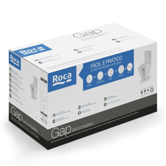 Kit Vaso Sanitário  Com Caixa Acoplada Acessórios De Instalação E Assento Termofixo Gap Matte Black Roca - Imagem principal - b5512b60-781b-40c0-b4e3-eaf3fd439bff