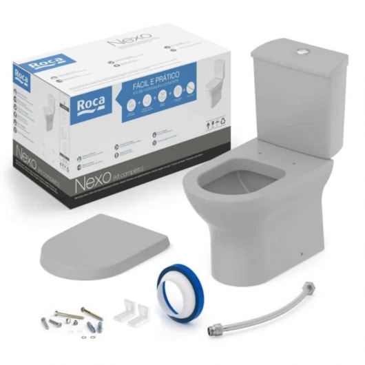 kit Vaso Sanitário Com Caixa Acoplada Acessórios De Instalação E Assento Termofixo Nexo Stone Roca - Imagem principal - 57e8c53b-c521-41c1-adc0-24c482c65b93