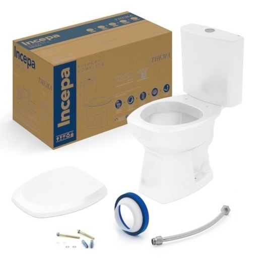 Kit Vaso Sanitário Com Caixa Acoplada Assento Em Polipropileno E Itens De Instalação Thema Branco Incepa - Imagem principal - 48f251d0-f7b9-4b7a-bc2e-85e0113e1858