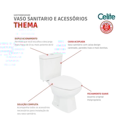 Kit Vaso Sanitário Com Caixa Acoplada Assento Em Polipropileno E Itens De Instalação Thema Branco Incepa - Imagem principal - 353ba494-f97f-41de-b852-d3ecaa651d9b