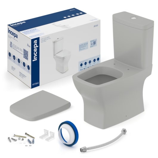 Kit Vaso Sanitário Com Caixa Acoplada Assento Termofixo E Acessórios de Instalação Boss Stone Incepa - Imagem principal - e9edfd49-1a8e-4945-8de8-0518c7546c42