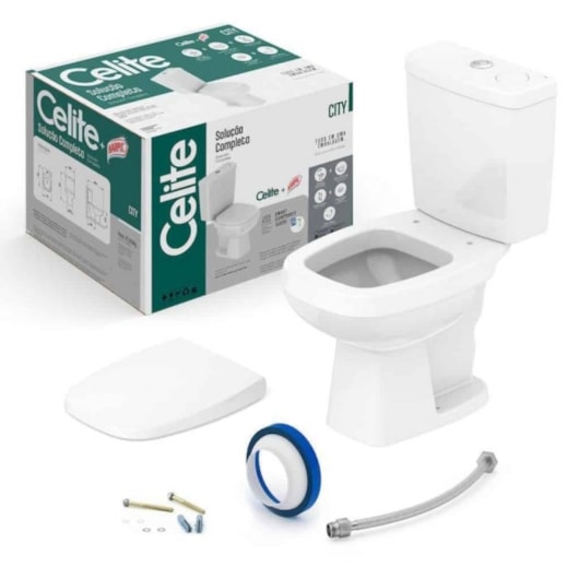 Kit Vaso Sanitário Com Caixa Acoplada E Acessórios City Branco Celite - Imagem principal - 50c903e8-dece-4075-82eb-05cf902ad688