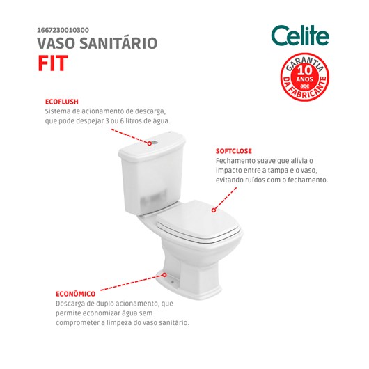 Kit Vaso Sanitário Com Caixa Acoplada E Acessórios Fit Branco Celite - Imagem principal - 76556c0b-8607-45a2-afd6-b148354f0afe