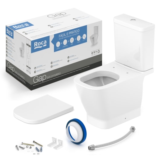 Kit Vaso Sanitário Com Caixa Acoplada E Acessórios Gap Branco Roca - Imagem principal - 18cc3423-ad75-4d91-8252-9edc573c42fa