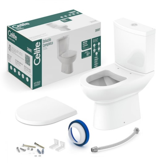 Kit Vaso Sanitário Com Caixa Acoplada E Acessórios Smart Celite Branco - Imagem principal - 5338900f-0efe-4b94-a13e-0ae6b0878cbf