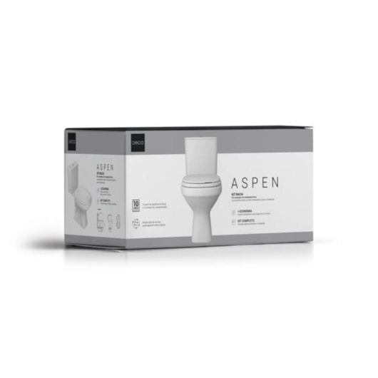 Kit Vaso Sanitário Com Caixa Acoplada E Assento Aspen Branco Deca - Imagem principal - 0e321a58-5970-4d88-9ef8-aabdf631d004