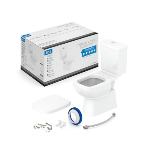 Kit Vaso Sanitário Com Caixa Acoplada E Assento pp Debba Comfort Branco Roca - Imagem principal - 647f5b3e-5c60-4943-88aa-0c90677df845