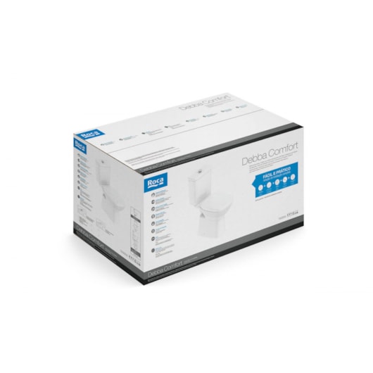 Kit Vaso Sanitário Com Caixa Acoplada E botão Elevado Com Assento PP Debba Comfort Branco Roca - Imagem principal - 5145d362-afde-40d8-afe4-b7c7d1e933c3