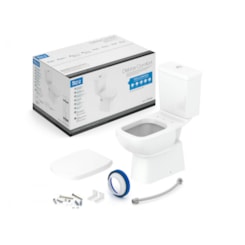 Kit Vaso Sanitário Com Caixa Acoplada E botão Elevado Com Assento PP Debba Comfort Branco Roca