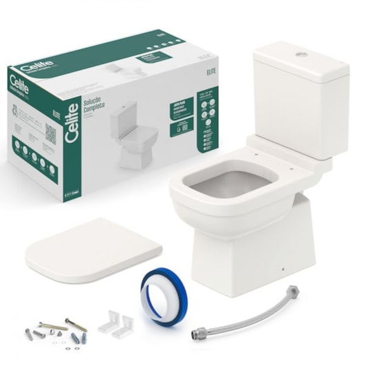 Kit Vaso Sanitário Com Caixa Acoplada E Complemento De Instalação Elite Beige Celite - Imagem principal - 8bcfa775-cf6f-493c-9c35-adf1d2795dcb