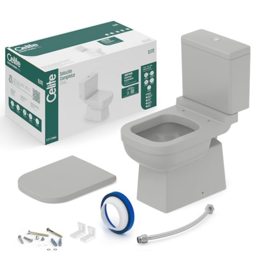 Kit Vaso Sanitário Com Caixa Acoplada E Complemento De Instalação Elite Stone Celite - Imagem principal - 45ab6ab9-c08c-4b7f-904d-c9ea40d661f2