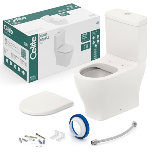 Kit Vaso Sanitário Com Caixa Acoplada E Itens De Instalaçao Assento Termofixo Slim Beige Celite - Imagem principal - 818e2205-5c72-491b-abbf-bb511d5c6bc4