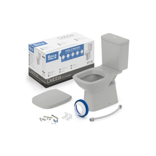 Kit Vaso Sanitário Com Caixa Acoplada E Itens de Instalação Debba Comfort Stone Roca - Imagem principal - e67441ff-7b7d-43b7-b564-968fb92d6663