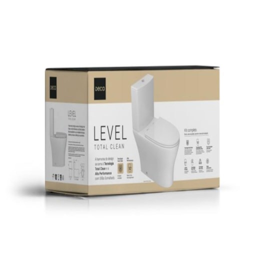 Kit Vaso Sanitário Com Caixa Acoplada E itens De Instalação Level Total Clean Branco Deca - Imagem principal - 9e28c26b-cfc7-4c5a-a19b-9e29c8c98f6b